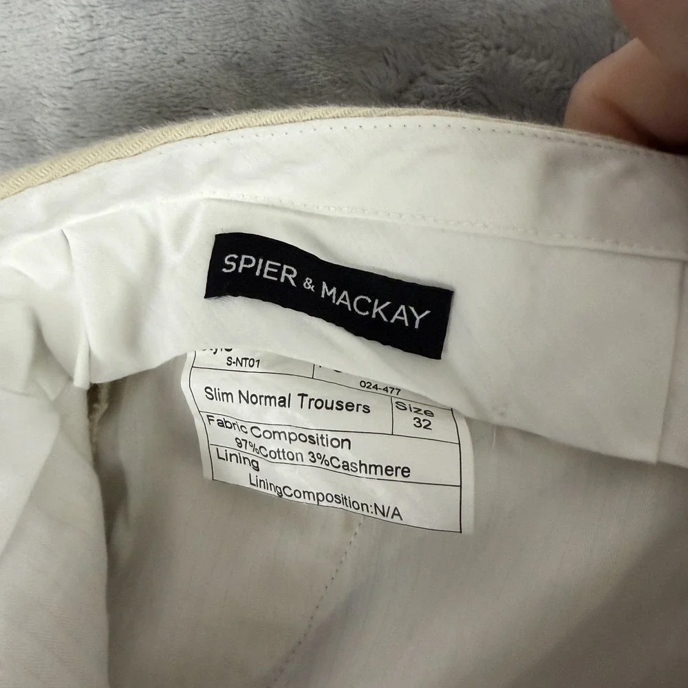 Spier & Mackay Mens 32x28 Slim Normal Trousers Cotton Cashmere Blend